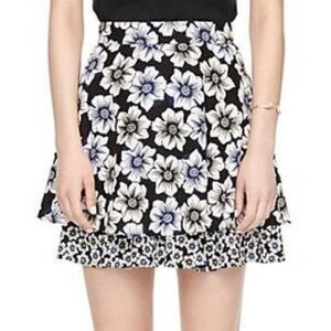 Kate Spade Hollyhock Double Layer Silk Floral Skirt